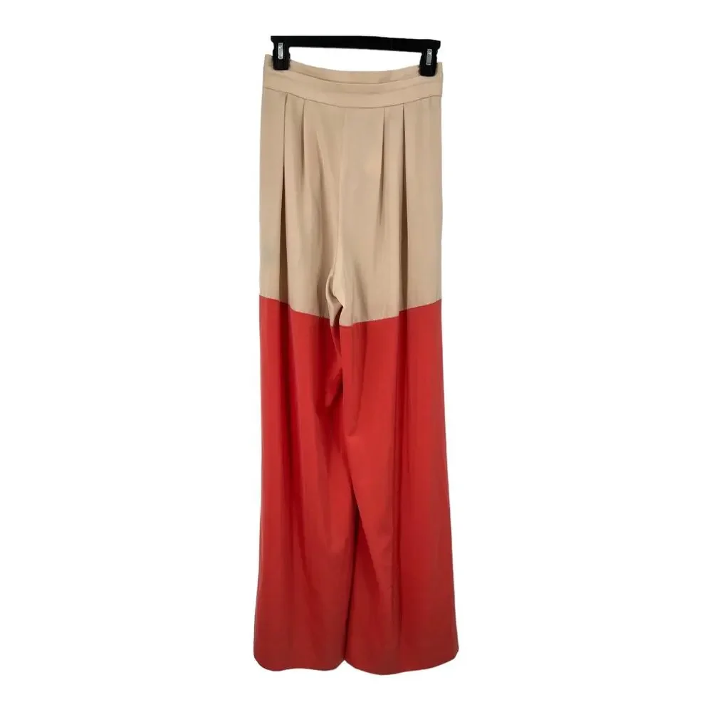 Kimberly Goldson pants Liza Satin colorblock wide leg trousers size 2 - Picture 5 of 8